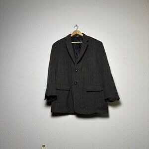 VTG Cricketeer Wool Blazer Sport Coat Jacket Men 46 Herringbone Brown 90s Formal